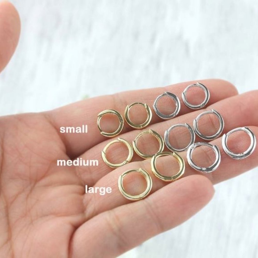 18k Gold Plated Sterling silver hoop Earrings - Picture 7 of 8